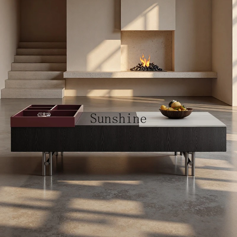 Italian light luxury modern simple household living room coffee table rectangular luxury stone coffee table