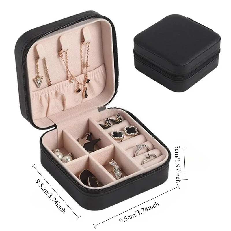 1pcs Single Layer Storage Box Ladies Travel Leather Jewelry Box Classic Black Pure White Blue Fashion Pink Storage Box