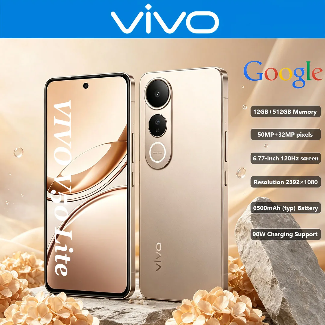 New VIVO V50 Lite Unlocked Smartphone 12+512GB Large Memory 5G Dual-SIM Gaming And 120Hz High Screen Refresh Rate Mobile Phone