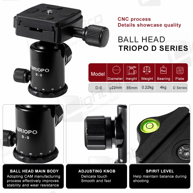 Portable Mini Tripod Lightweight Travel Stand Desktop Smartphone Holder Tabletop Video Tripod w/  360° Panoramic Ballhead