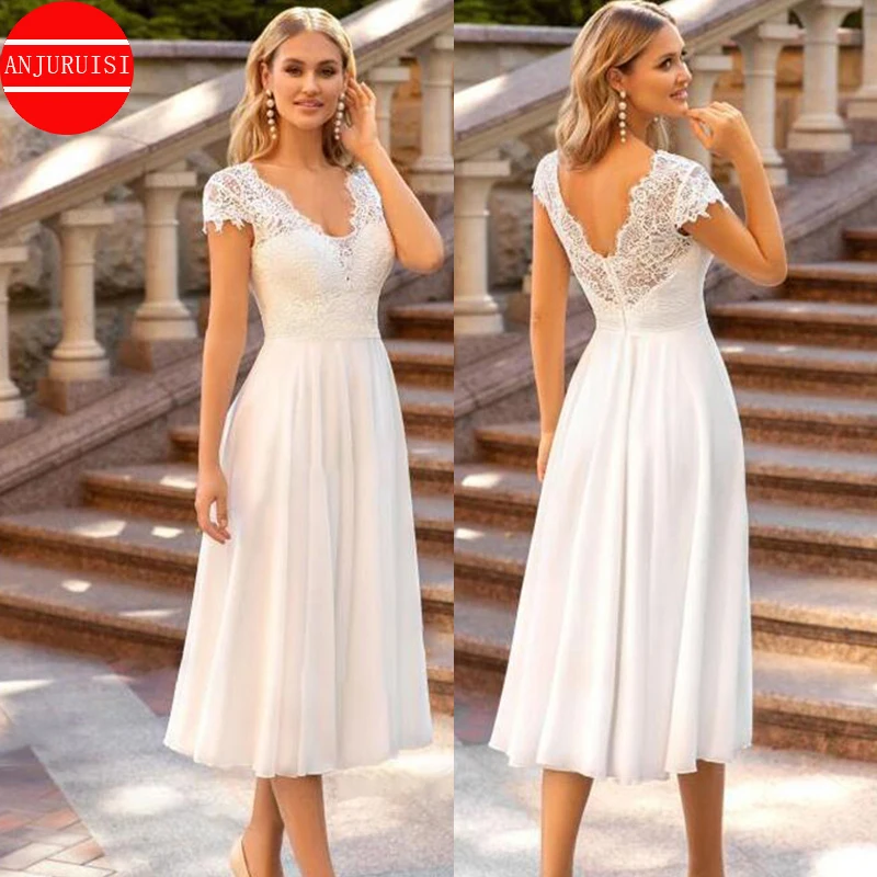 

Cap Sleeve Short Wedding Dresses For Women 2023 Bride Gown Elegant France Lace Vestido De Novia Boda Suknia Ślubna Robe Mariage