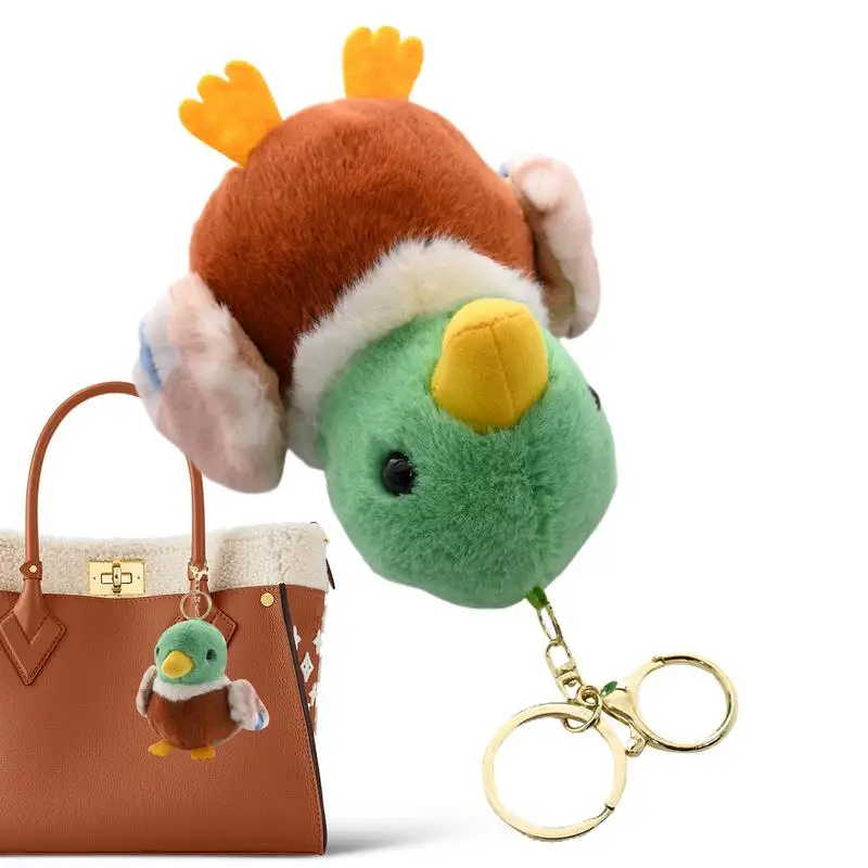 Gevulde sleutelhanger Mallard Duck Bag hanger 4,3 inch pluche dier portemonnee charme rugzak hanger draagbaar voor kinderen