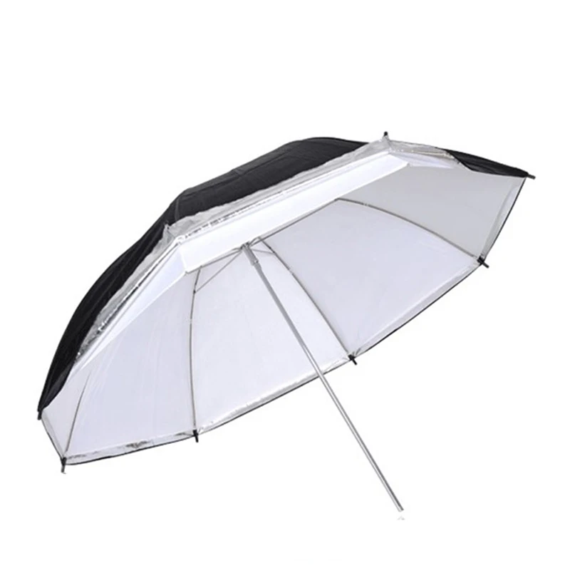 

5pcs/lot 33" / 83cm 2in1 Double Layer Black Silver + Soft White Detachable Reflective Photo Umbrella for Studio Flash Light