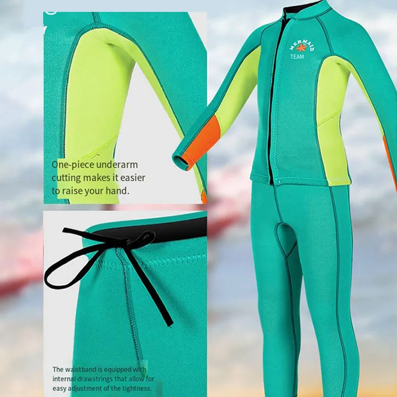 

Oulylan 2.5mm Children Swimming Suit Two-pieces Long Sleeve Snorkeling Wetsuit Neoprene Keep Warm Divingsuit For Girls