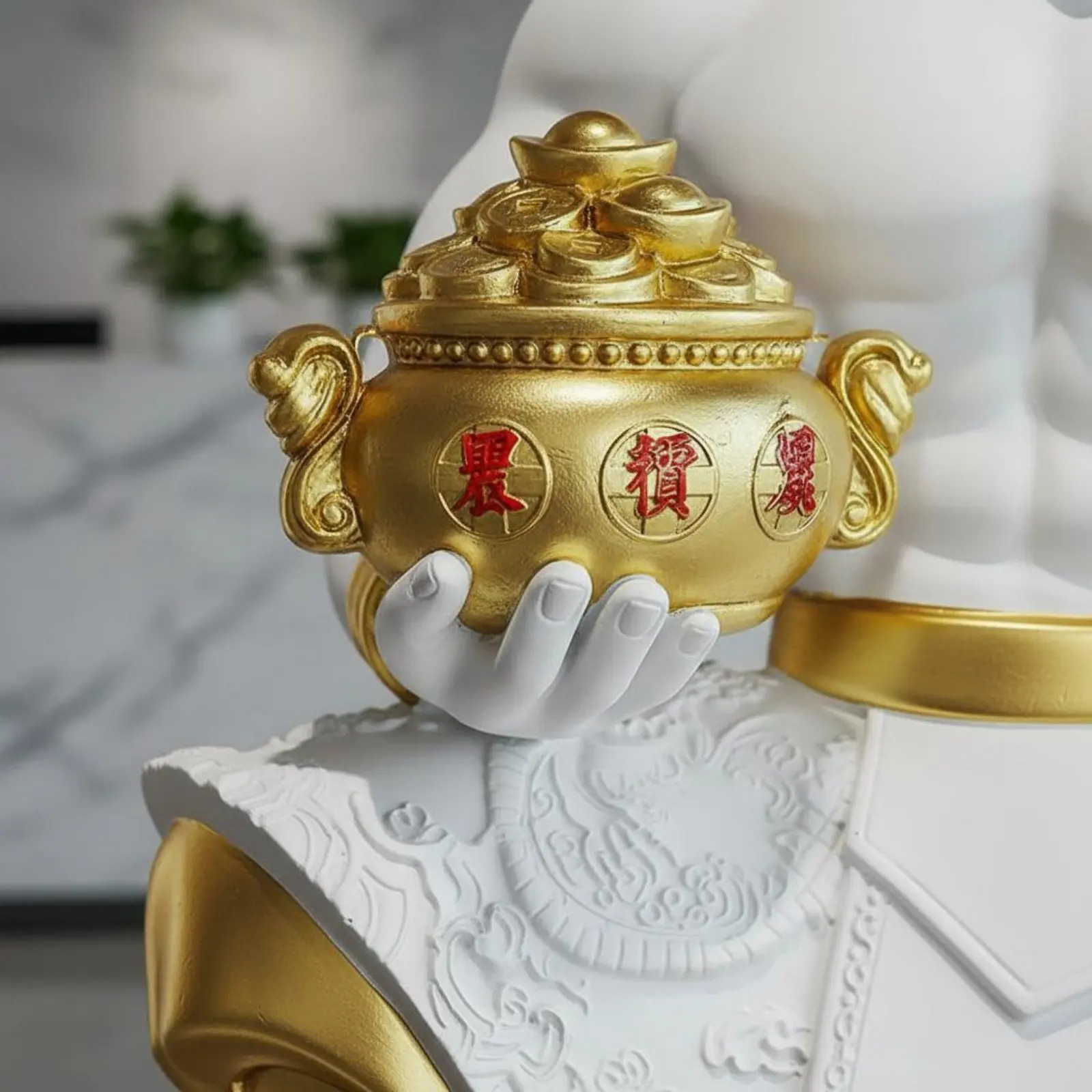 Muscular God of Wealth Statue Good Luck Token Bodybuilder Fortune God Figure Wealth Shen Statue Fine Craftsmanship