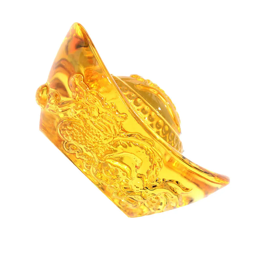 

1Pcs Golden Citrine Ingot Ornament Chinese Wealth Symbol Desktop Decor High Quality Material Indoor Scene Layout