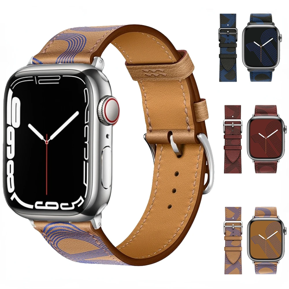 

Leather Strap for Apple Watch Band 44mm 45mm 42mm 41mm 40mm 38mm Accessorie Wristband Bracelet iWatch Series 876543SE Ultra 49mm