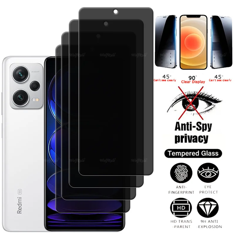 

4Pcs For Redmi Note 12 Pro Plus Glass Redmi Note 12 Pro Plus 9H HD Glue Privacy Anti-Spy Screen Protector Redmi Note 12 Pro Plus