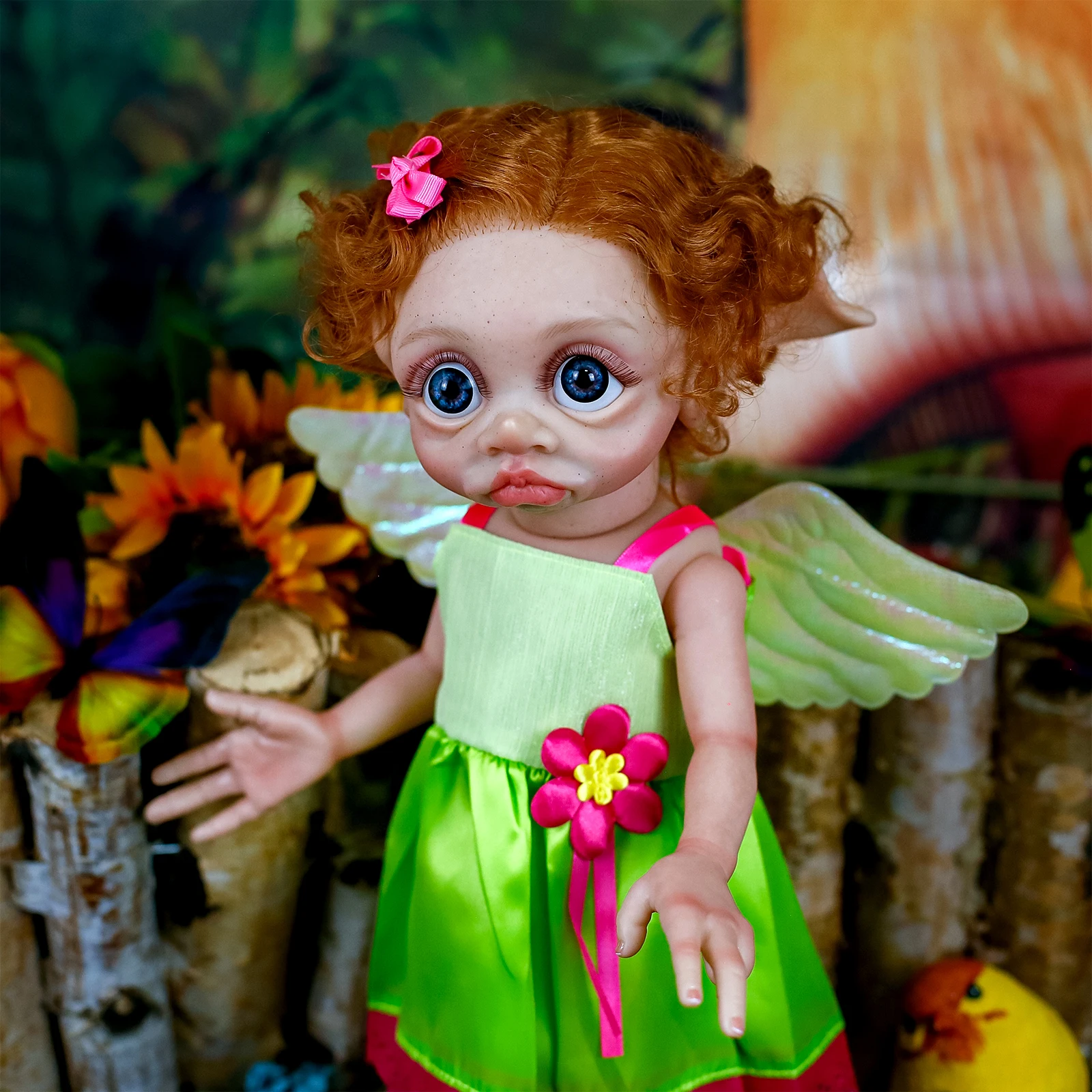 Muñeca impermeable de bebé Reborn de 40CM, Hada Tinky, elfo, cuerpo de silicona de vinilo suave completo con pelo enraizado, muñeca artística coleccionable