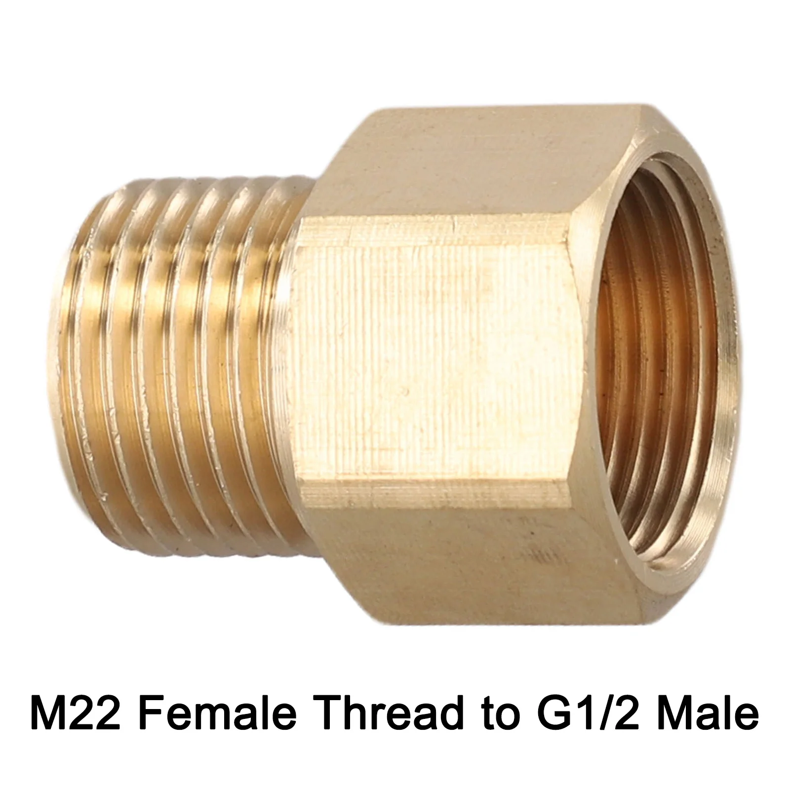 M22 14mm Female Thread to G1/2 Male Metric Brass Adapter for Pressure Washers Compatible with Multiple Hose and Washer Brands
