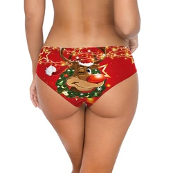 Christmas Women Panties Elk Santa Snowman Printed Lady Briefs Xmas Reindeer Women's Underwear Sexy Low-waisted Female Briefs