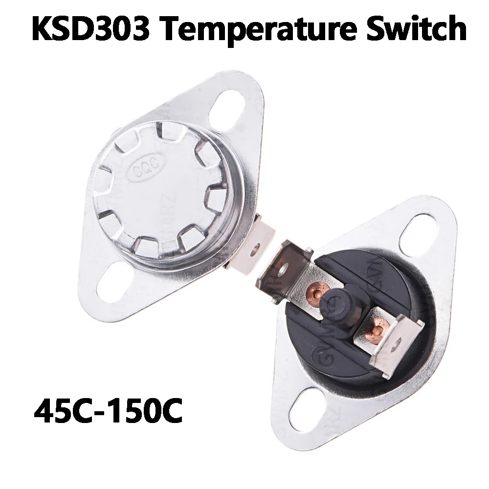1PCS KSD303 10A 80C 90C Degrees Celsius Manual Reset Thermostat Normally Closed Temperature Switch Temperature Control 45C  110C