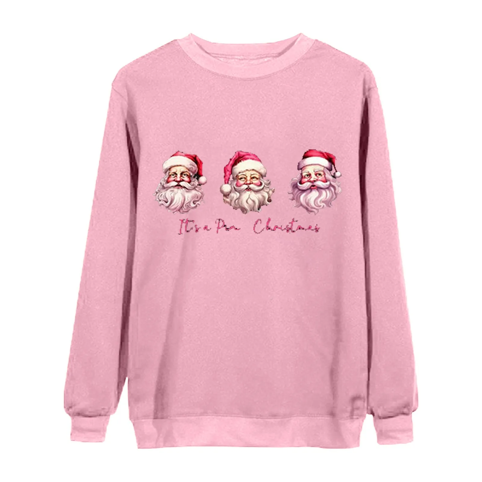 Sudaderas con capucha rosas de dibujos animados de Papá Noel para mujer, jersey con gráfico divertido de Feliz Navidad, sudaderas con estampado de letras, Tops elegantes de invierno para mujer