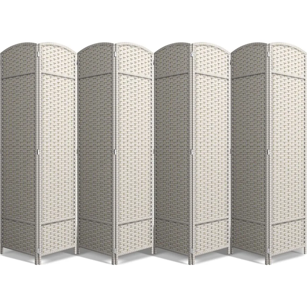 8 Panel Room Divider 6 ft. Tall - Privacy Screen, Extra Wide Double Hinged Panels, Mesh Hand-Woven, Folding Privacy Screens