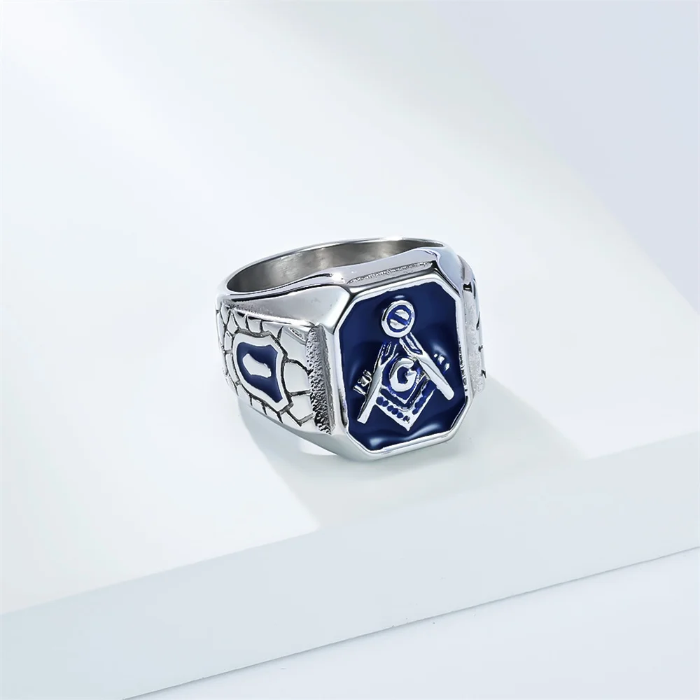 European And American Cross-border Popular Retro Personality Titanium Steel Freemason Ring, Fashion Trend Outfit Accessory view 5