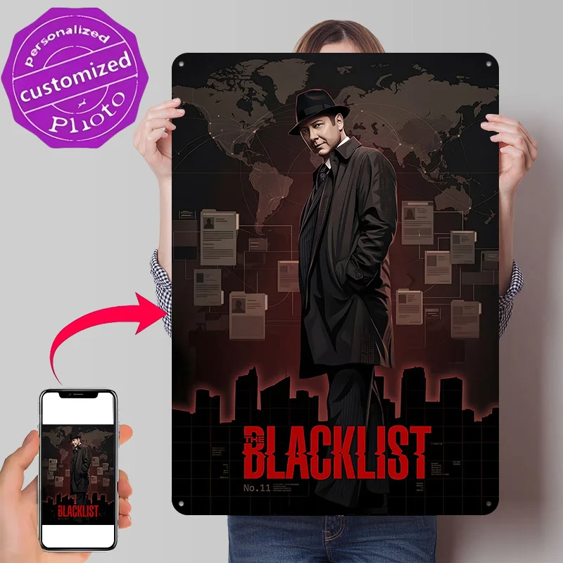 The Blacklist Raymond Reddington Digital Art 3D Texture Printed Poster Custom Vintage Metal Tin Plate Sign for Wall Art Decor