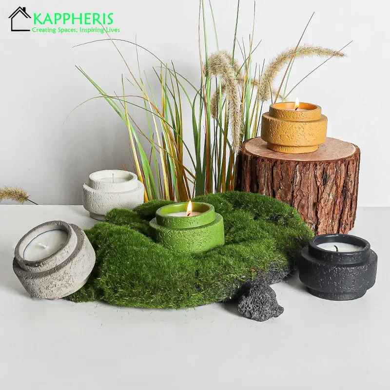 Cement Empty Candle Jars DIY Homemade Candles Kit Jars Concrete Jars for Candles Holder Vessel Storage