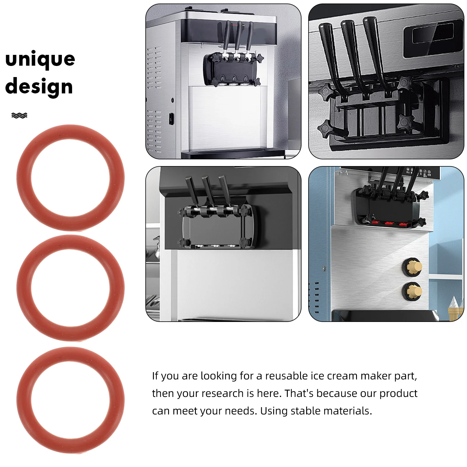 10Pcs Silicone Sealing Rings for Ice Cream Machine Replacement Parts Ice Cream Maker Accessories Universal Silicone