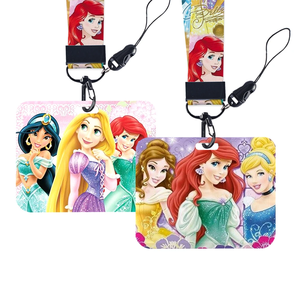 

Disney Princess Cartoon Cute Girl Horizontal ID Credit Card Cover Bus Card Holder Charm Badge Holder Girls Daughter Gift Lanyard