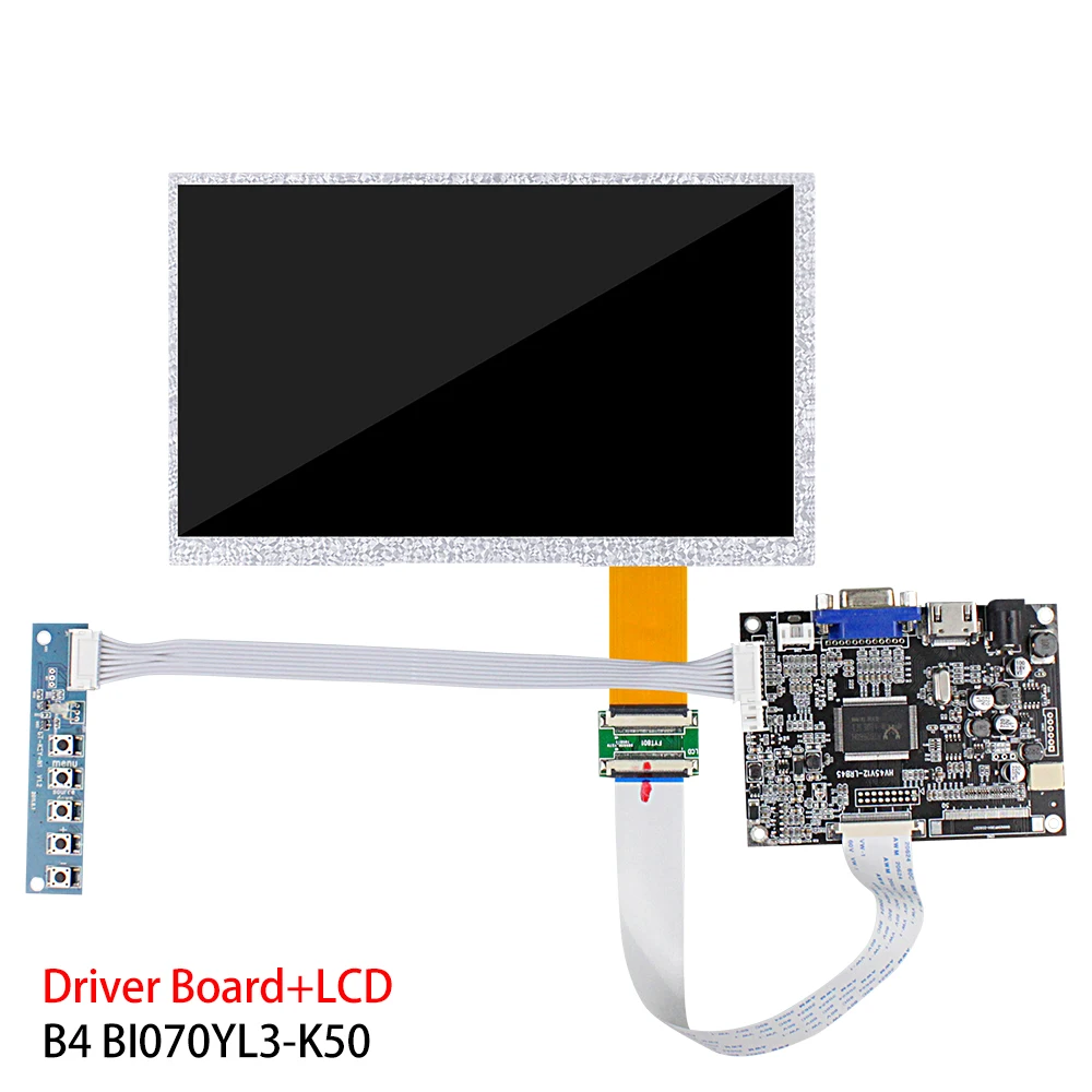 Imagem -04 - Ips Touch Screen para Raspberry pi Driver Board 1024x600 Brilho 500 Rgb 50 Pins Interface Bi070yl3-k50