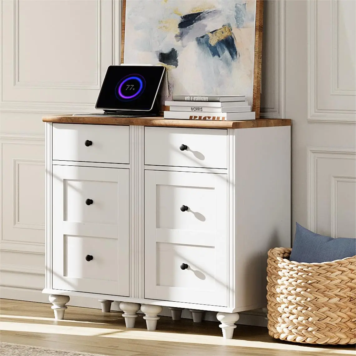 End Table with Charging Station & USB Ports, Nightstand with Drawer & Storage Cabinet for Bedroom, 2PCS, Customized