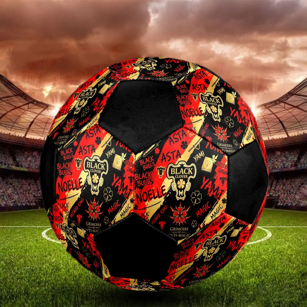 1PC Black Clover Football Soccer Ball Size 5 Game Ball Colorful Team Training Birthday Gift -HE10