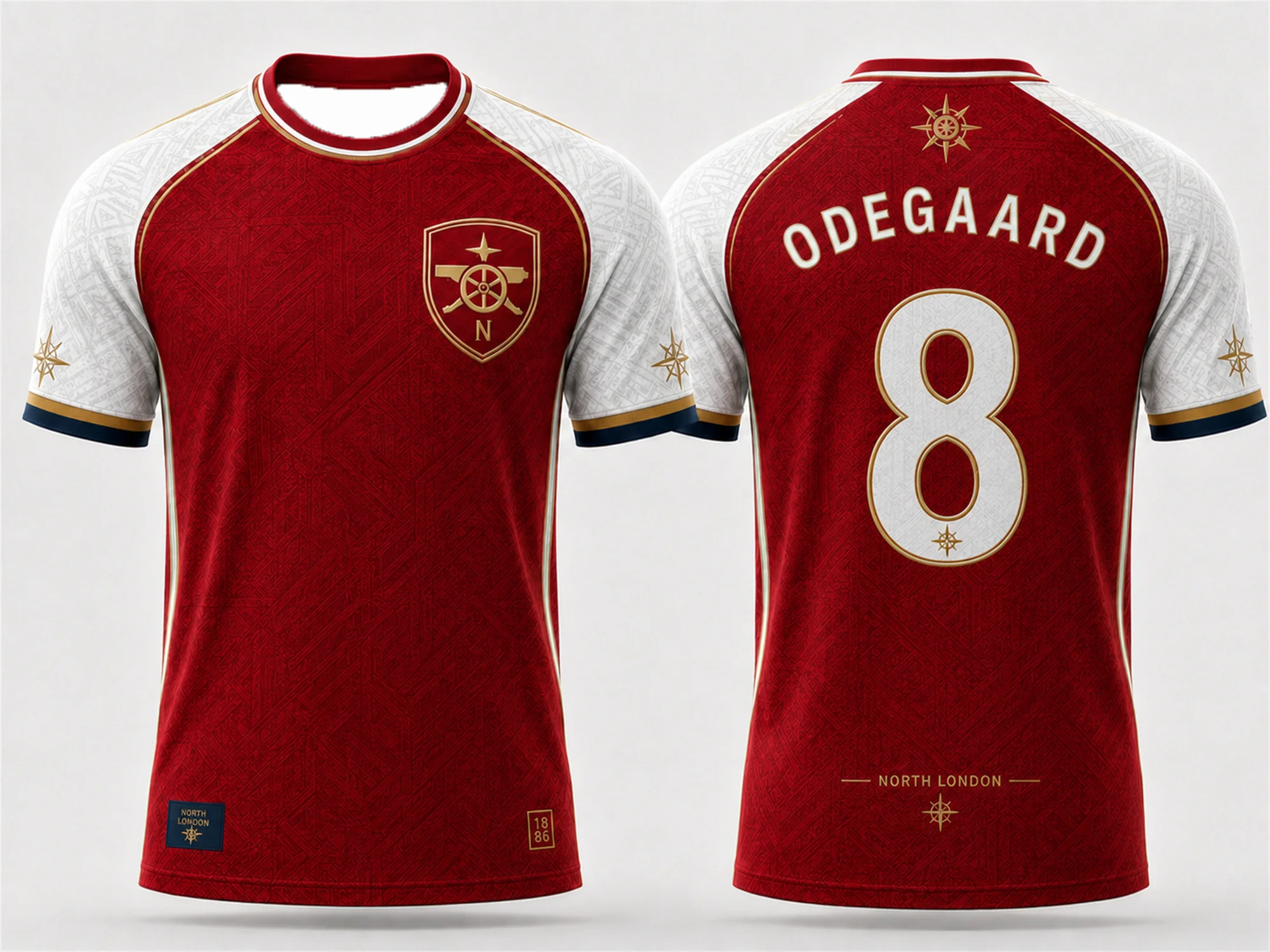 Front North London Club Crest Back SAKA 7 Name Compass Graphic Jersey For Men Boys Kids Outdoor Fan Soccer Motorcycle Shirt