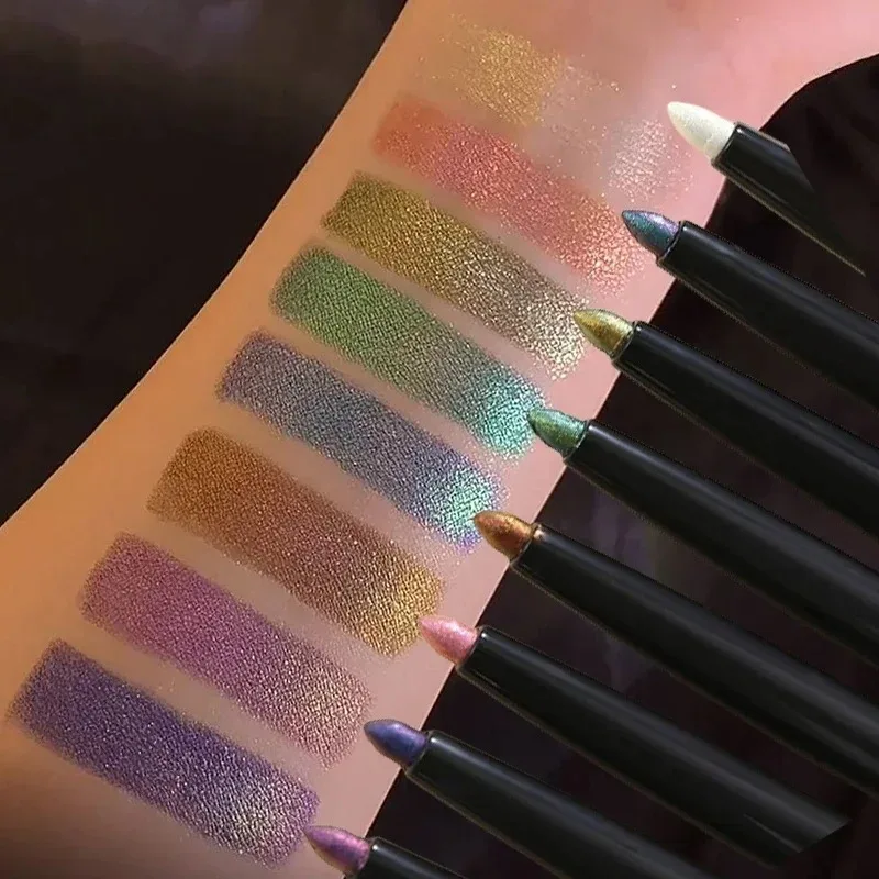 Camaleão delineador gel caneta à prova dwaterproof água brilhante cromo sombra de olho forro lápis glitter pérola verde ouro deitado bicho da seda olhos maquiagem