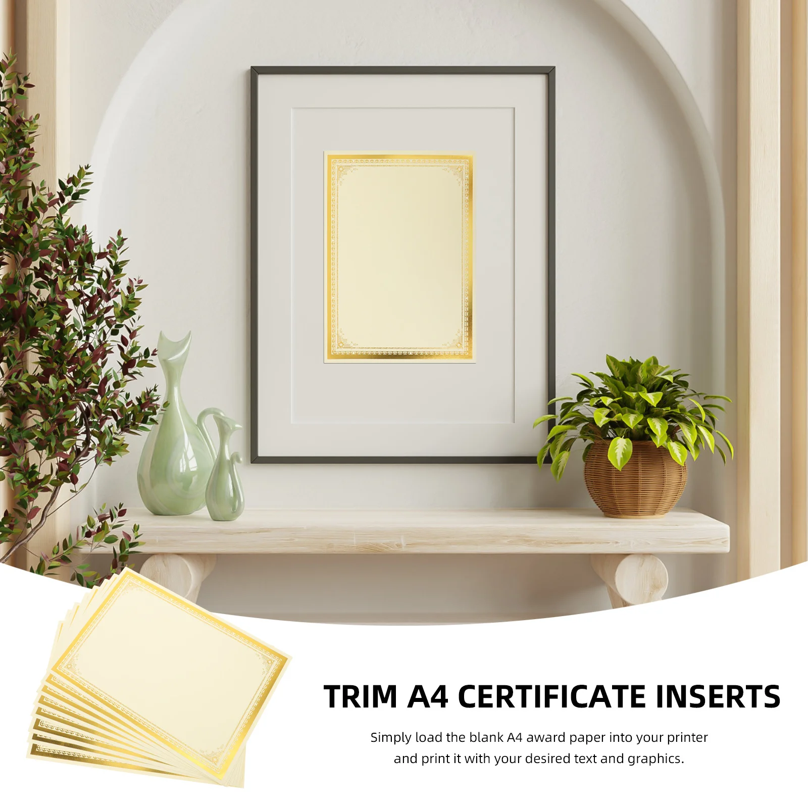 10 قطع من شهادة A4 المزخرفة بالذهب، شهادات جائزة ورق طباعة فارغ ثقيل الوزن، دبلومات مدرسية أنيقة