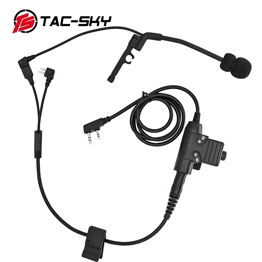 TAC-SKY outdoor hunting tactical headset Y cable set adapter Compatible with U94 PTT For Peltor PTT and COMTA microphone