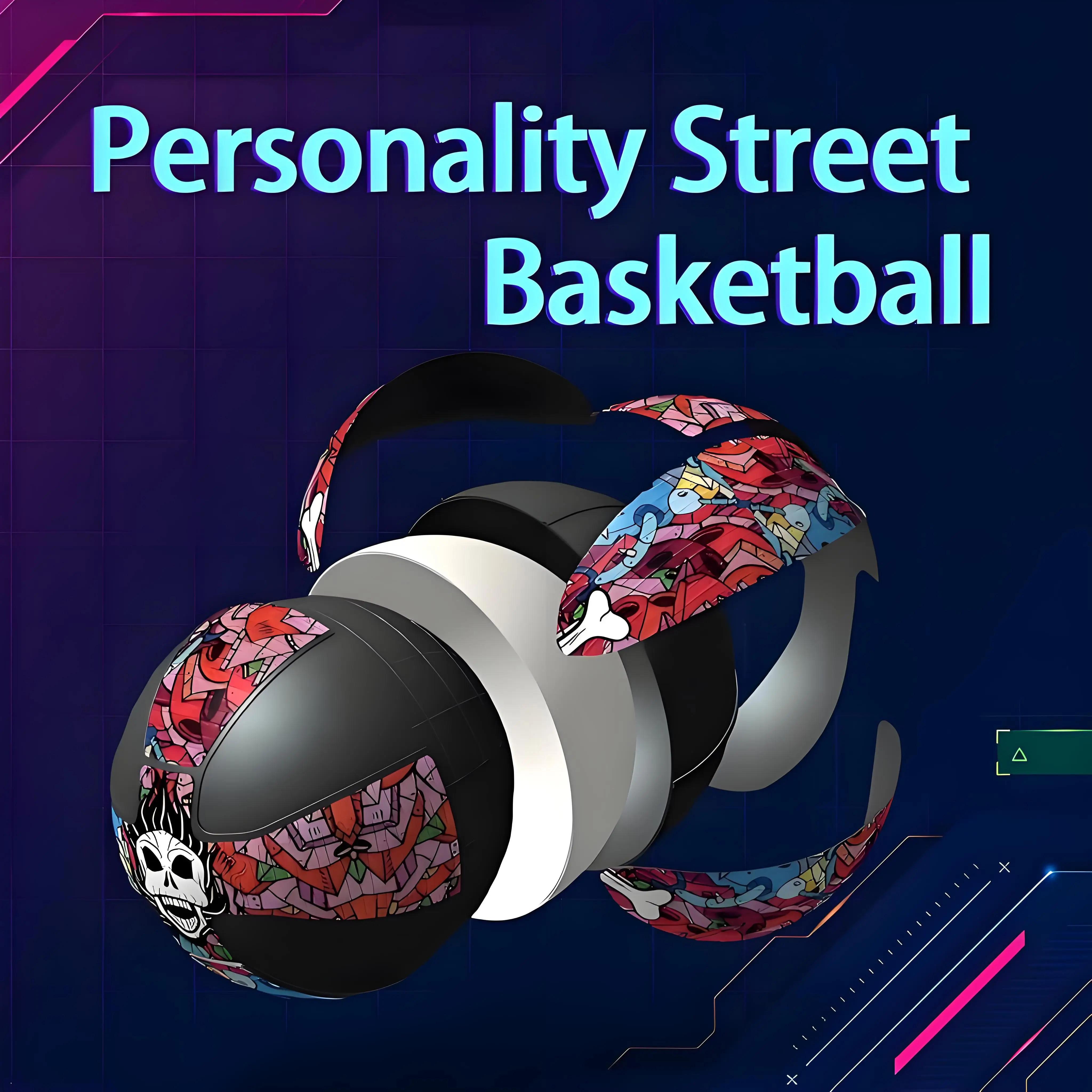 Kuangmi Pirates Basketball Men's Graffiti Street Ball Official Size7 29.5",KMBB172A