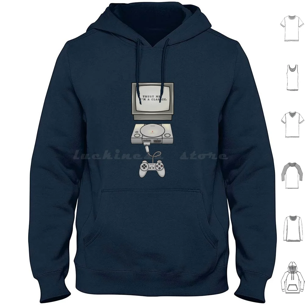 Confía en mí, soy un clásico. Sudaderas con capucha de manga larga clásico retro consola controlador gaming gris gris