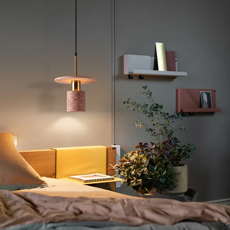 Simple Nordic Terrazzo Restaurant Pendant Light Postmodern Dining Bar Lamp Exhibition Hall Bedroom Bedhead Led Cement Light