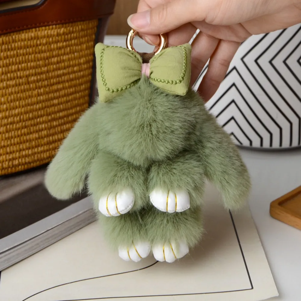 Chaveiro de Pele de Coelho Feminino de 15cm, Pingente para Bolsa e Carro, Decoração de Joias, Acessório Moderno para Bolsas e Presentes