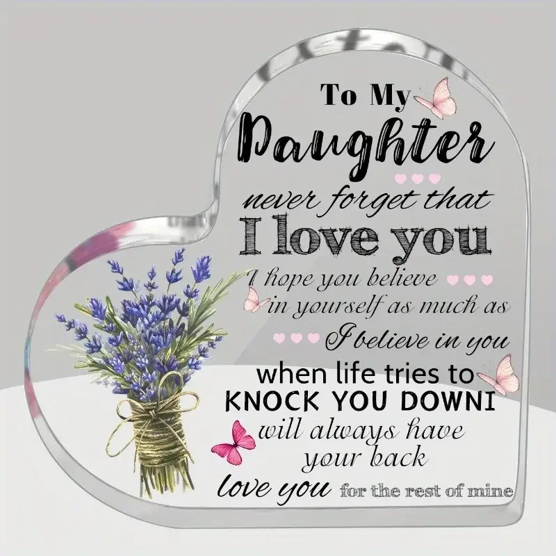 Transparent Heart Acrylic Ornament To My Daughter Always Have Your Back Family Gift Home Decor