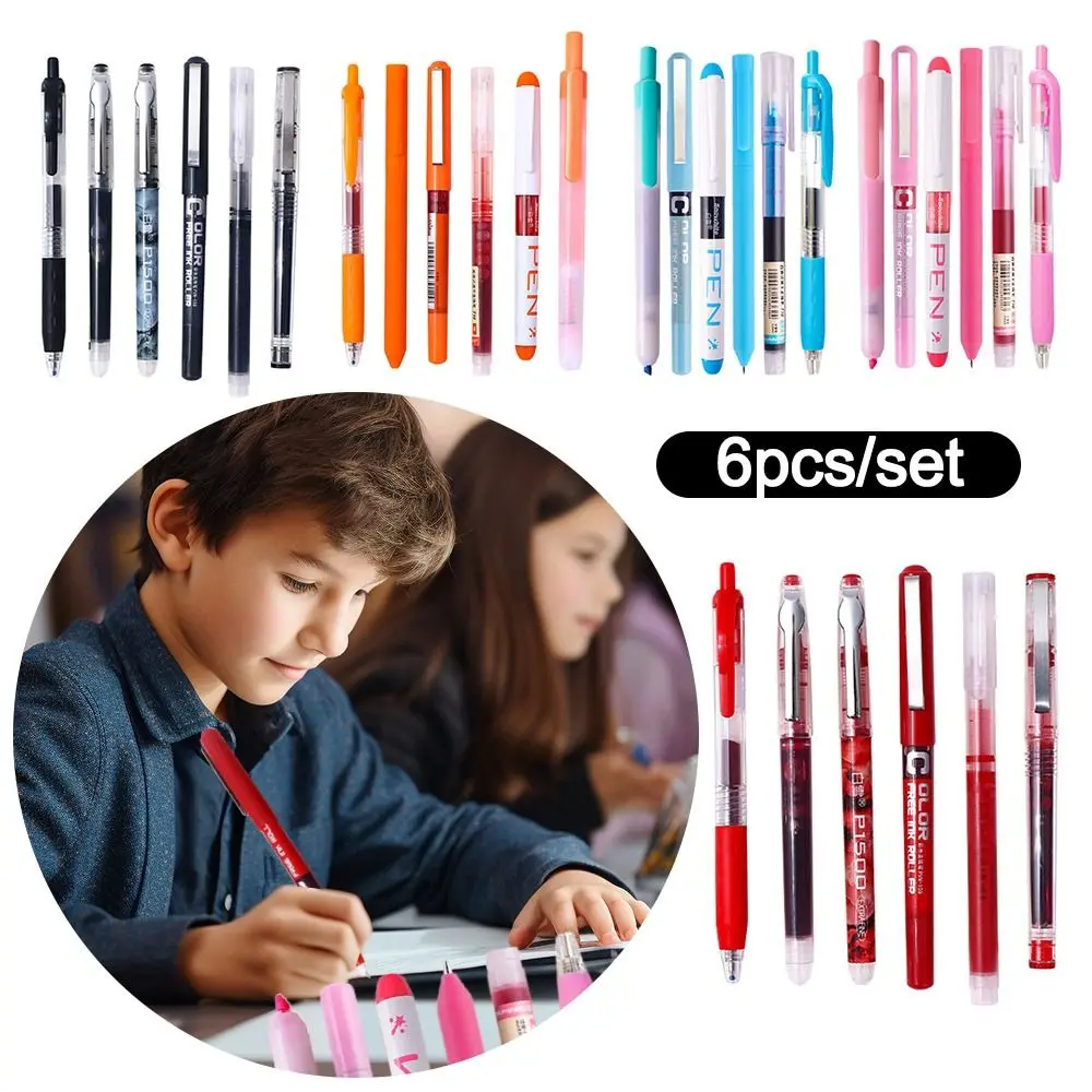 6 Stks/set Cadeau Sneldrogende Inkt Gel Pen St Tip Student Specifieke Markeerstift Set 0.5Mm Schrijfgereedschap Schoolkantoor