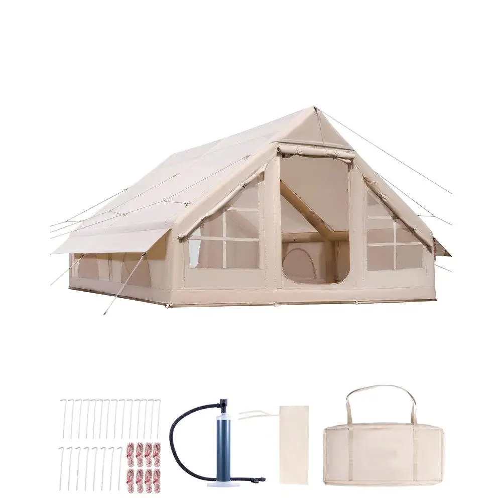 

Inflatable for camping Tent for 5-8 People for easy Setup Blow Up Tent with Hand Pump Oxford Glamping Tent with Stove Jack
