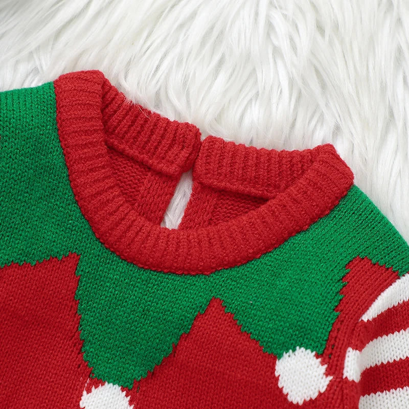 Winter Baby Romper Clothes Red Green Santa Claus Knitted Newborn Boys Girls Long Sleeve Jumpsuits Infant Christmas Outfits 0-18m