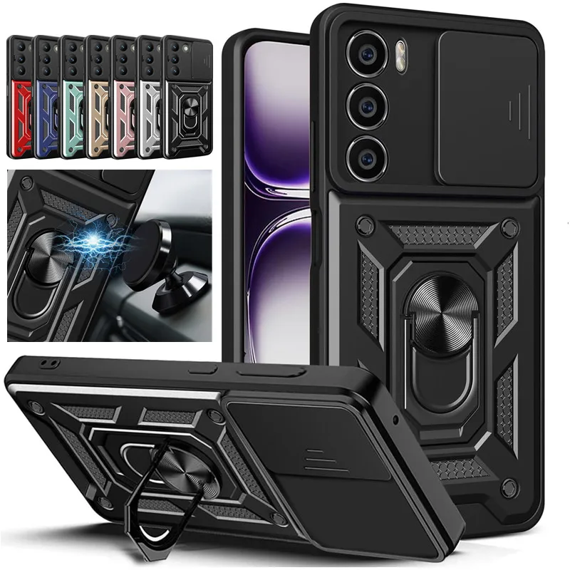 Armor Case For OPPO Reno 12 Pro 5G Reno 11 11F Reno12 Cover Lens Protection With Ring Magnetic Holder Coque Fundas