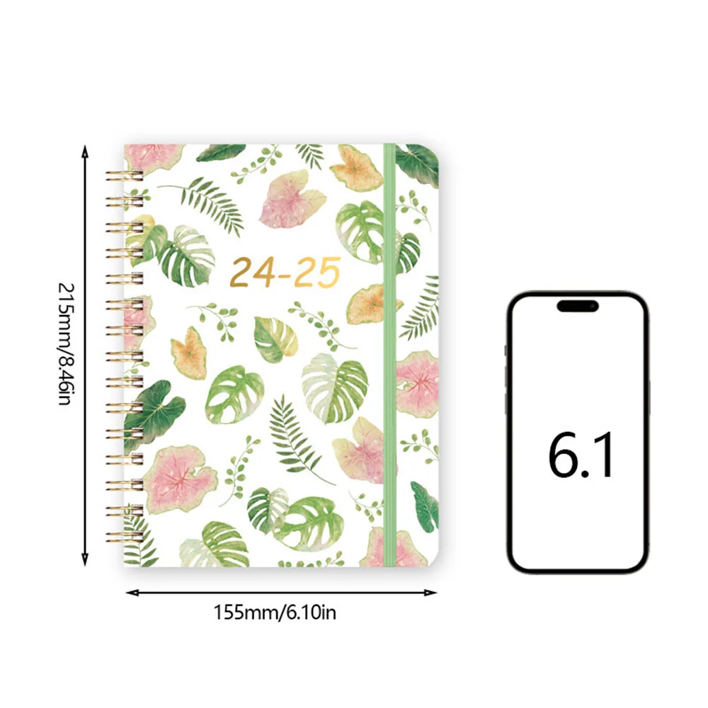 July 2024-June 2025 Agenda Planner Notebook Floral Loose-leaf Coil Notebook Diary Weekly Planner Schedules Calendar Notepad