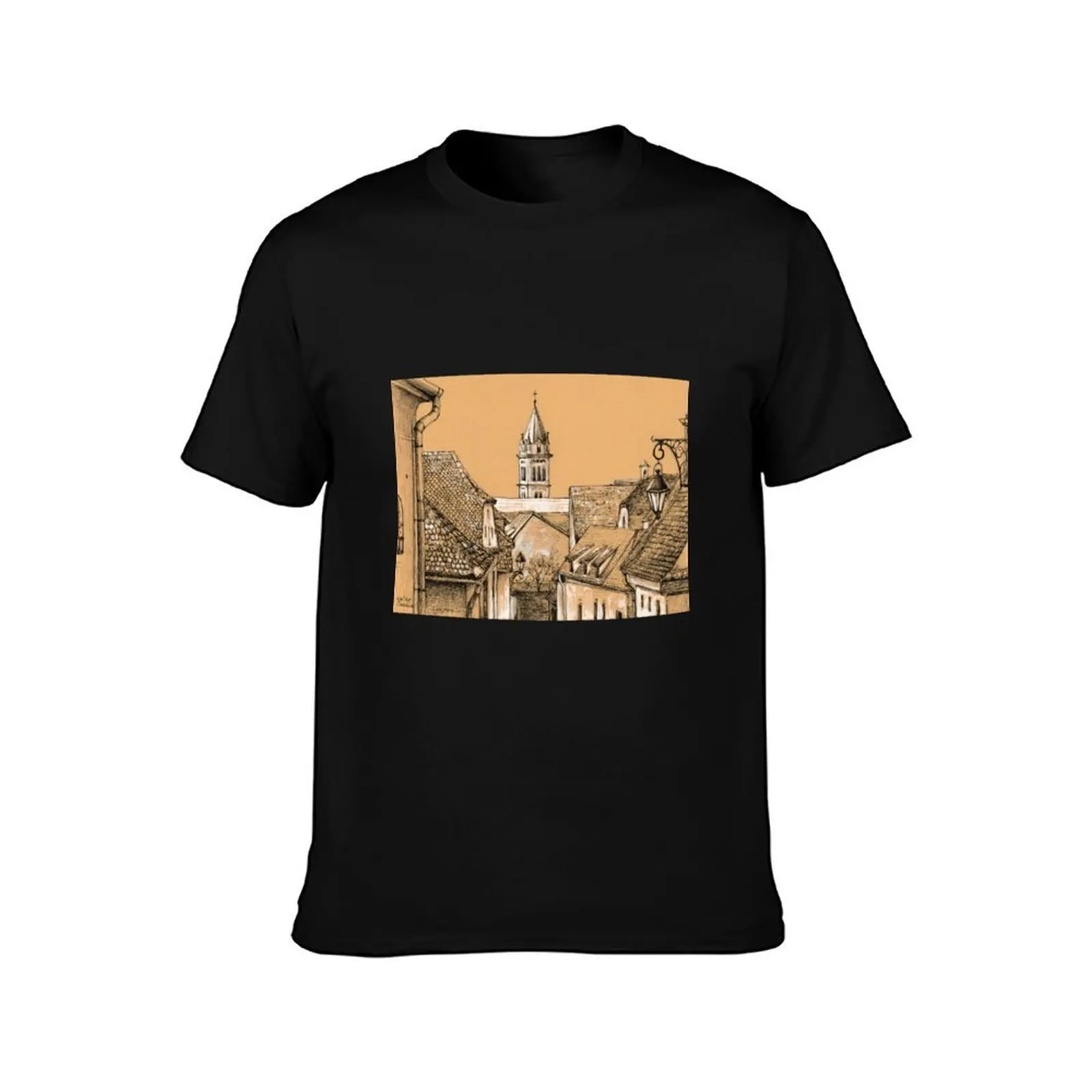 Roofs in Transylvania T-Shirt, Summer Casual Cotton Tee, Oversized Streetwear Tops, Vintage Graphic Print, Unisex Men Women
