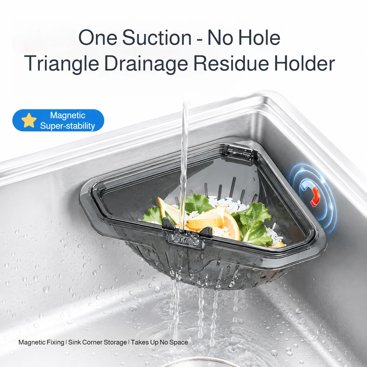 

Magnetic Suction Drainage Triangle Drain Basket Kitchen Sink Corner Hanging Anti Leak Filter Home Removable Food Waste Catcher
