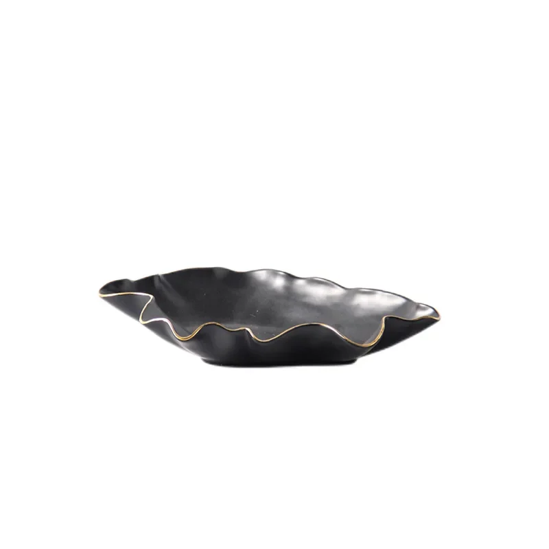 

Simple black gold-painted multilateral ceramic vase