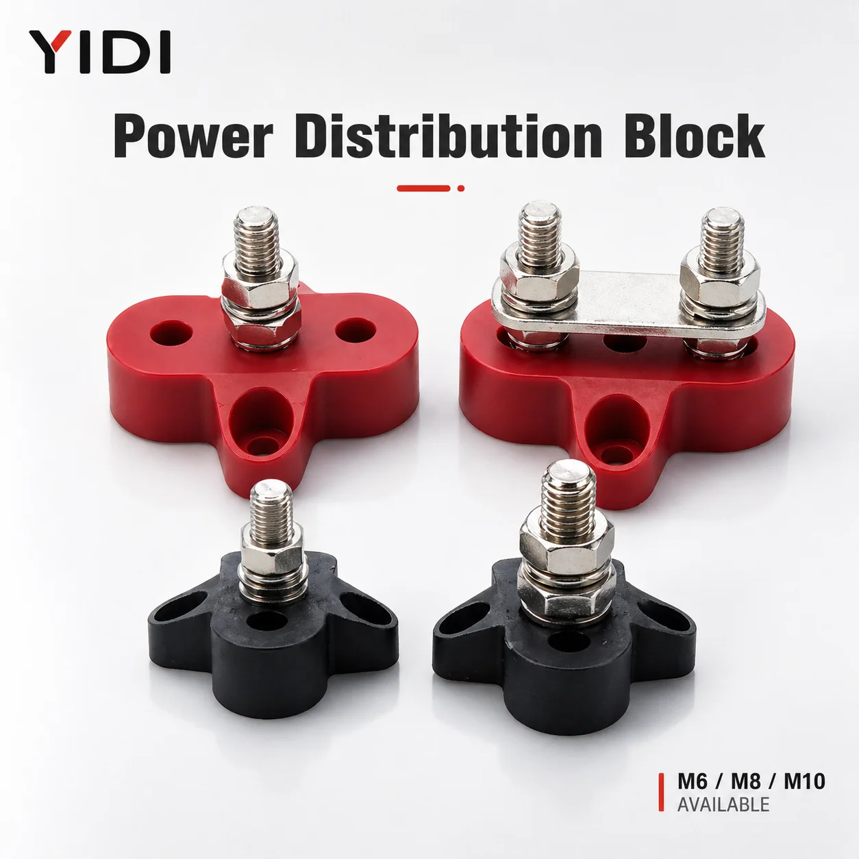 10Pcs M6 M8 M10 Battery Bus Bar Terminal Block Power Distribution Stud Connector DC 48V Heavy Duty for RV Boat Automotive