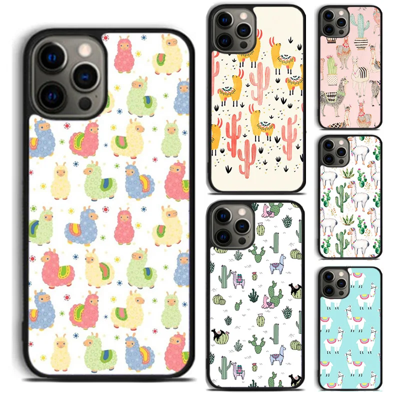 Kawaii Cute Llama Alpaca Phone Case For For iPhone 16 15 11 12 13 14 Pro Max XS XR Plus coque