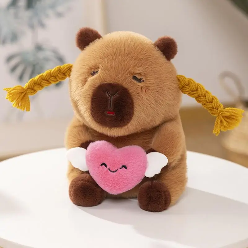 Capybara Plush Heart Super Soft Animal Plushies Lovely Stuffed Toy With Heart Shaped Pillow For Shelves Christmas Birthday Desks