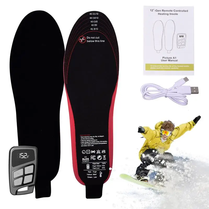 

Men Women Heated Insoles With 2100/3500Mah Battery Wireless Remote Controlled Temperature Heating Insoles skiing Foot Warmer