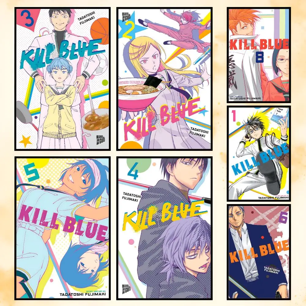 Manga Assassin Comedy Kill Blue Poster Waterproof Self-Adhesive Wall Art Poster for Bedroom, Dorm, Cafe Decor and Gifts