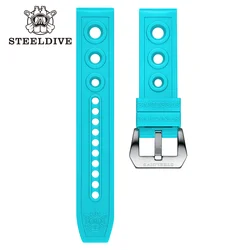 Correa de goma para reloj STEELDIVE SD2201, banda de ancho de 20MM, 22MM, 24MM, Naranja, Negro, verde, azul, rojo, amarillo, azul claro