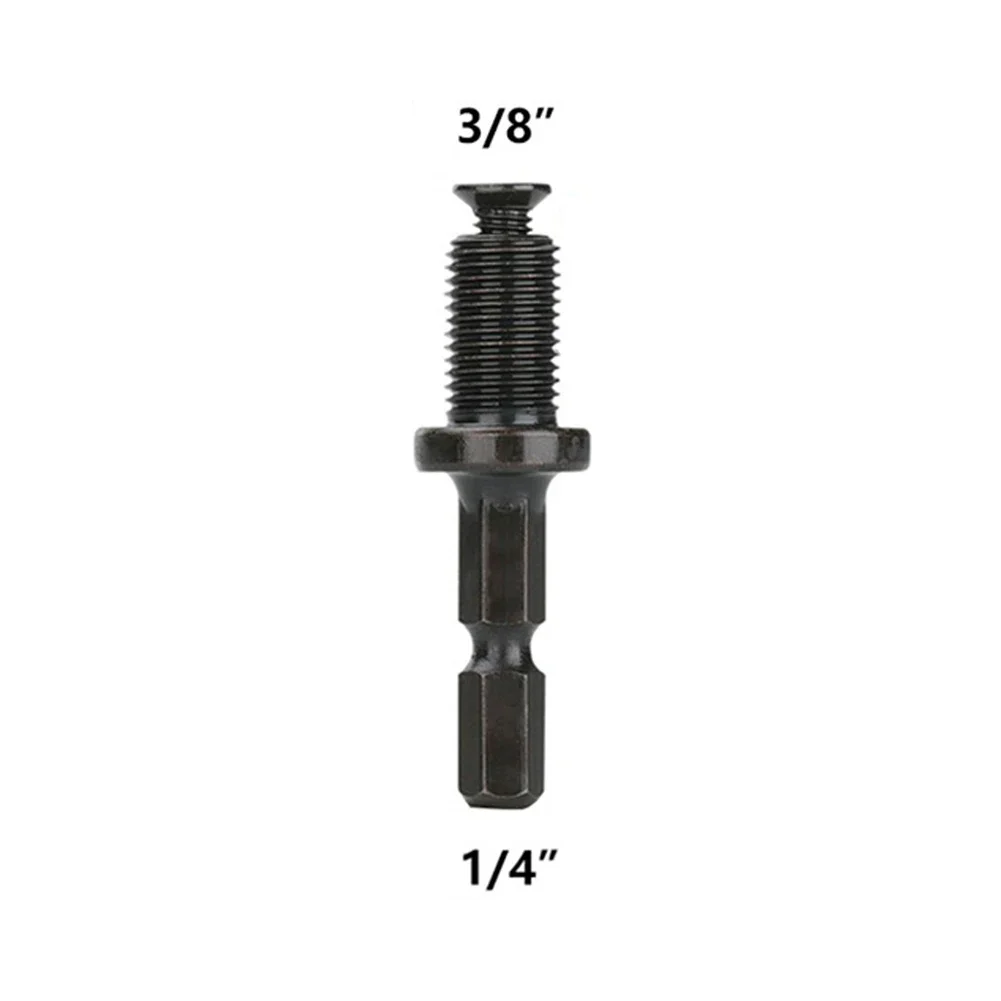 Enhanced Tool Control Hex Shank Adapter for Drill Chuck Black Steel Construction 1/4 To 3/8 & 1/4 To 1/2 Inch Sizes